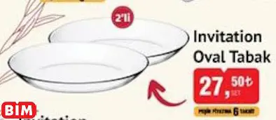 PAŞABAHÇE INVİTATİON OVAL TABAK 2'Lİ